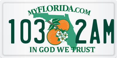 FL license plate 1032AM