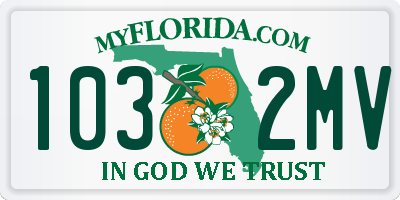 FL license plate 1032MV