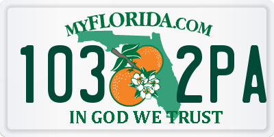 FL license plate 1032PA