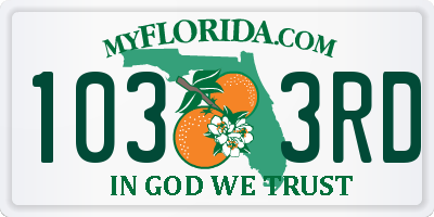 FL license plate 1033RD