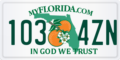 FL license plate 1034ZN