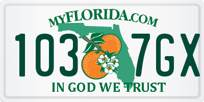 FL license plate 1037GX