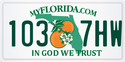 FL license plate 1037HW