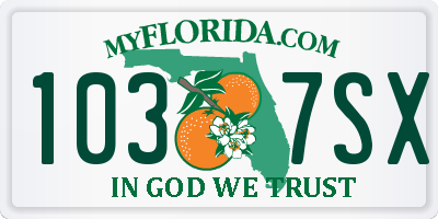 FL license plate 1037SX