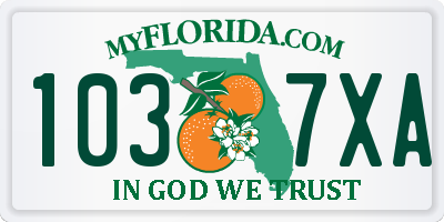FL license plate 1037XA