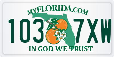 FL license plate 1037XW