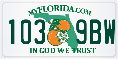 FL license plate 1039BW