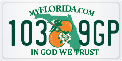 FL license plate 1039GP