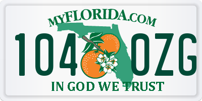 FL license plate 1040ZG