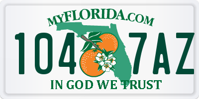 FL license plate 1047AZ
