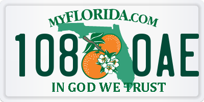 FL license plate 1080AE