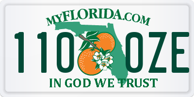 FL license plate 1100ZE