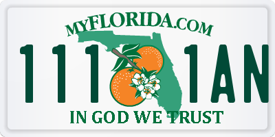 FL license plate 1111AN
