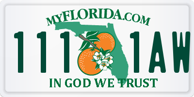 FL license plate 1111AW