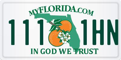 FL license plate 1111HN
