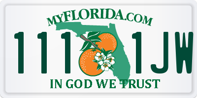 FL license plate 1111JW