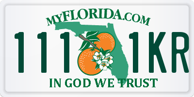 FL license plate 1111KR