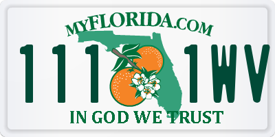FL license plate 1111WV