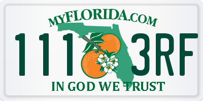 FL license plate 1113RF