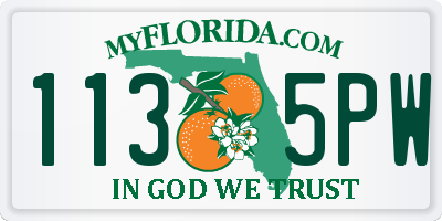FL license plate 1135PW