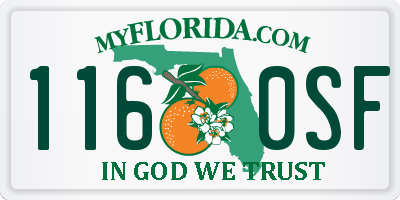 FL license plate 1160SF