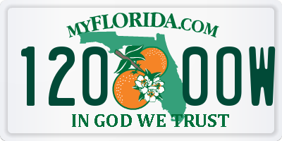 FL license plate 1200OW