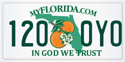 FL license plate 1200YO