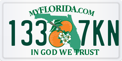 FL license plate 1337KN