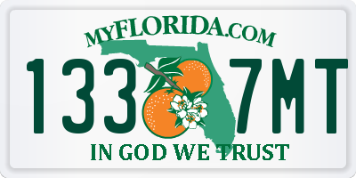 FL license plate 1337MT