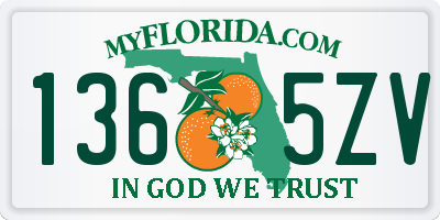 FL license plate 1365ZV