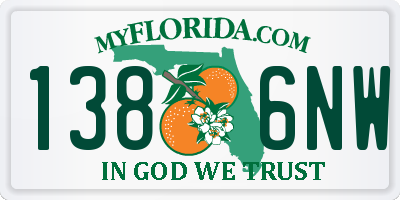 FL license plate 1386NW