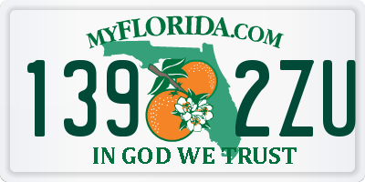 FL license plate 1392ZU