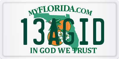 FL license plate 13AGID