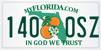 FL license plate 1400SZ
