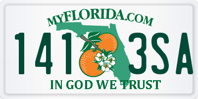 FL license plate 1413SA