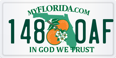 FL license plate 1480AF