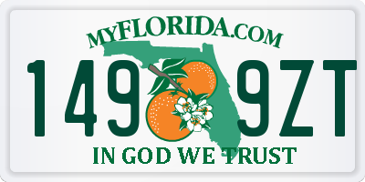 FL license plate 1499ZT
