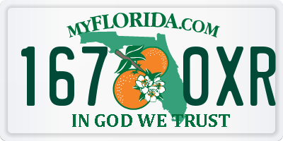FL license plate 1670XR