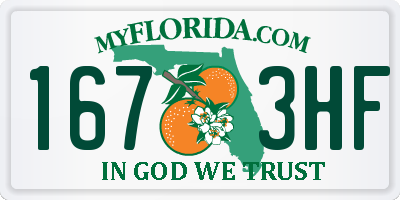 FL license plate 1673HF