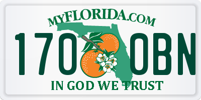FL license plate 1700BN
