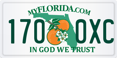 FL license plate 1700XC