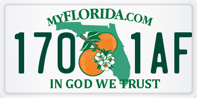 FL license plate 1701AF