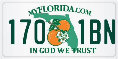 FL license plate 1701BN