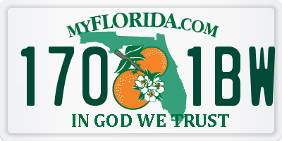 FL license plate 1701BW