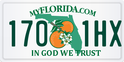 FL license plate 1701HX