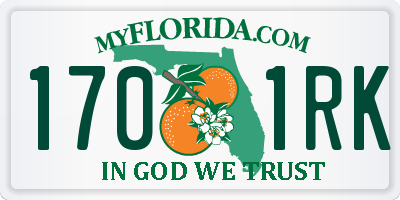FL license plate 1701RK