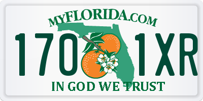FL license plate 1701XR