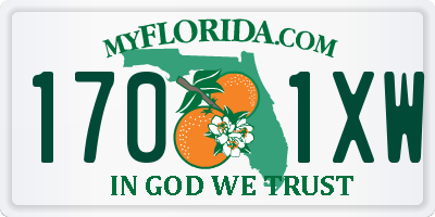 FL license plate 1701XW