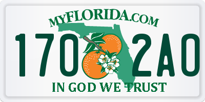 FL license plate 1702AO