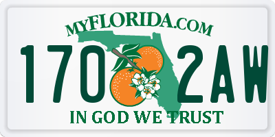 FL license plate 1702AW